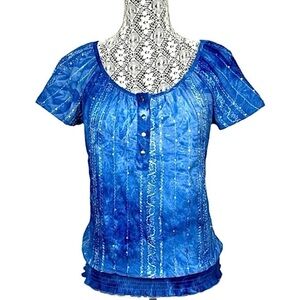 Sami & Jo sequined blouse cobalt blue. Size Small Petite.